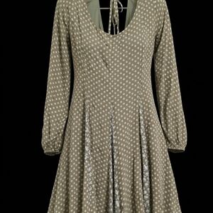 Altar'd State Olive Polka Dot Long Sleeve Dress
